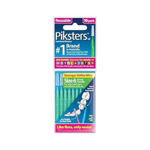Piksters Interdental Brush Extra Large Gaps 10 Pack Green Size 6 | Dentist Recommended for Plaque Removal thumbnail 1