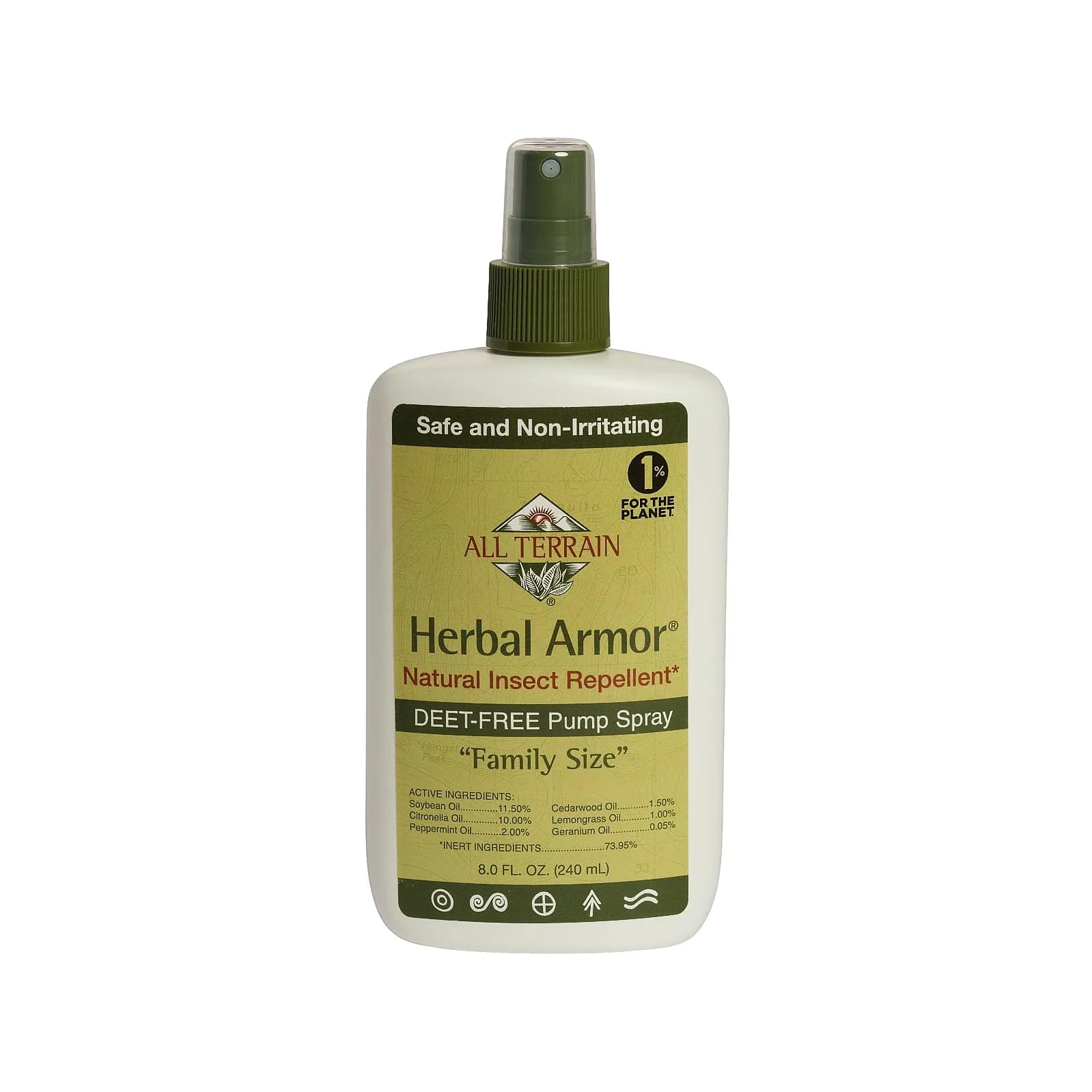 All Terrain Herbal Armor DEET-Free Pump Spray 2 oz. Travel Size | Plant-Based Mosquito & Bug Protection — 8 Oz. Herbal Armor
