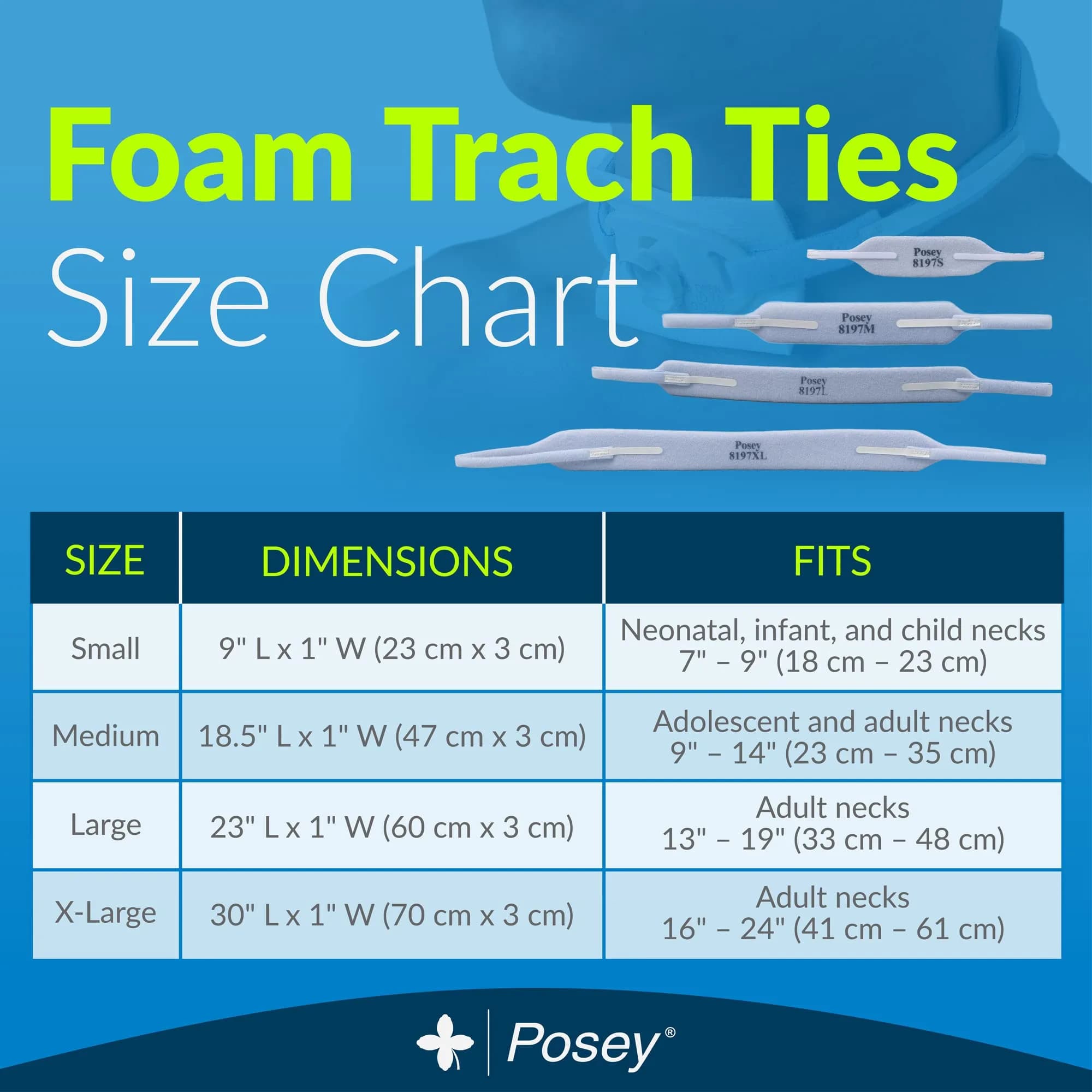 Posey Foam Trach Tie Medium 47 cm (18.5") | Secures Tracheostomy Tube Comfortably - view 5