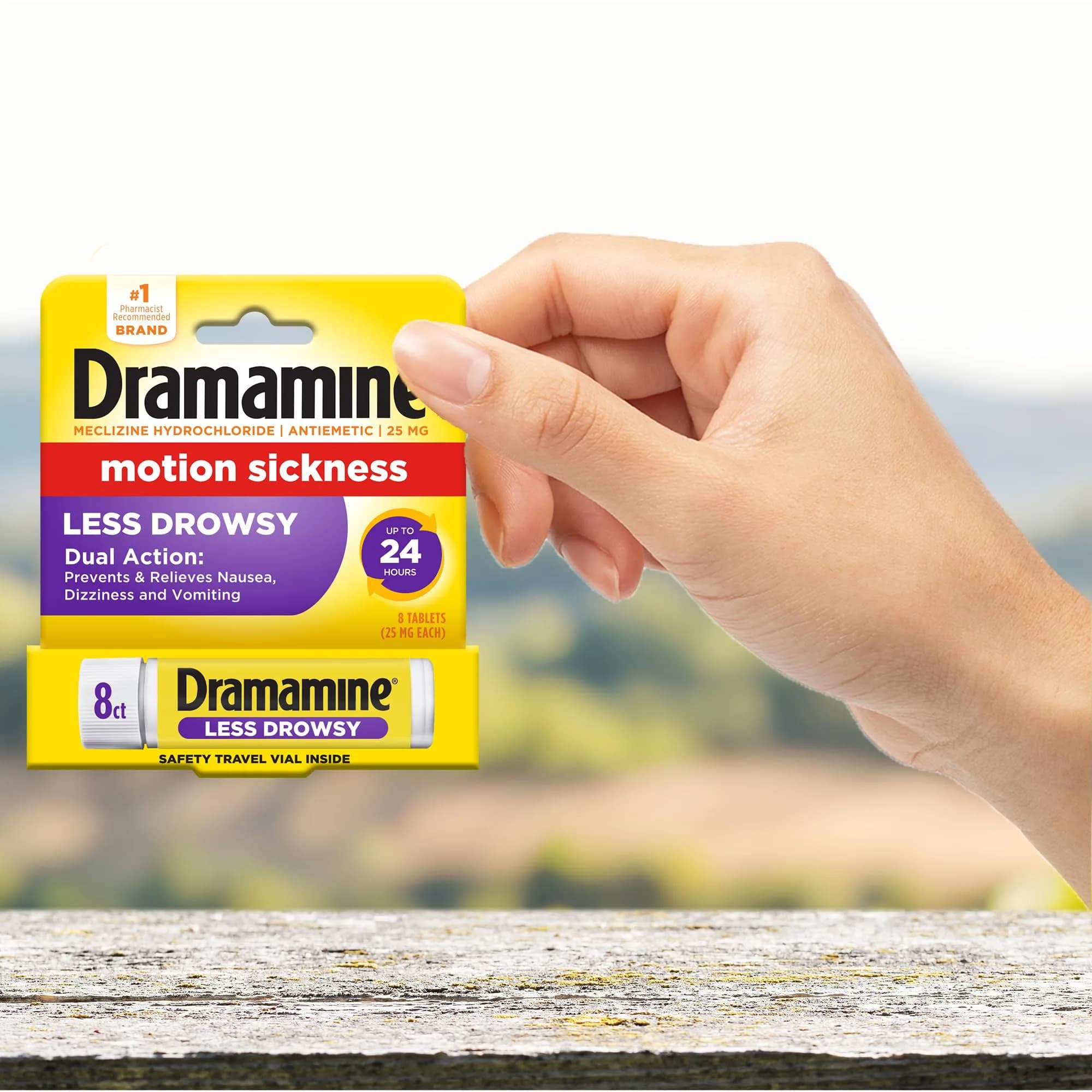 Dramamine Less Drowsy Motion Sickness Relief Tablets 8 Count | Prevents Nausea & Dizziness for 24 Hours - view 7