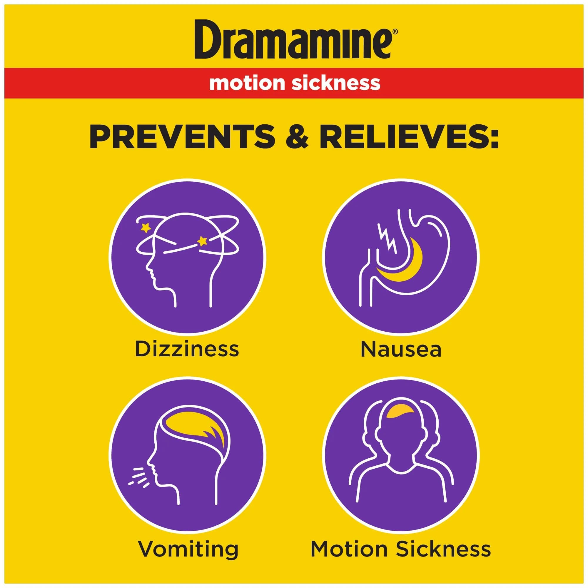 Dramamine Less Drowsy Motion Sickness Relief Tablets 8 Count | Prevents Nausea & Dizziness for 24 Hours - view 2