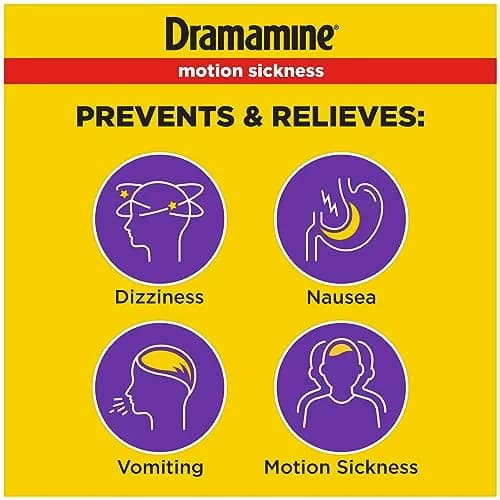 Dramamine Less Drowsy Motion Sickness Relief Tablets 8 Count | Prevents Nausea & Dizziness for 24 Hours thumbnail 2