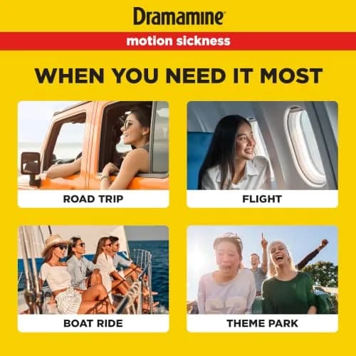 Dramamine Less Drowsy Motion Sickness Relief Tablets 8 Count | Prevents Nausea & Dizziness for 24 Hours thumbnail 3