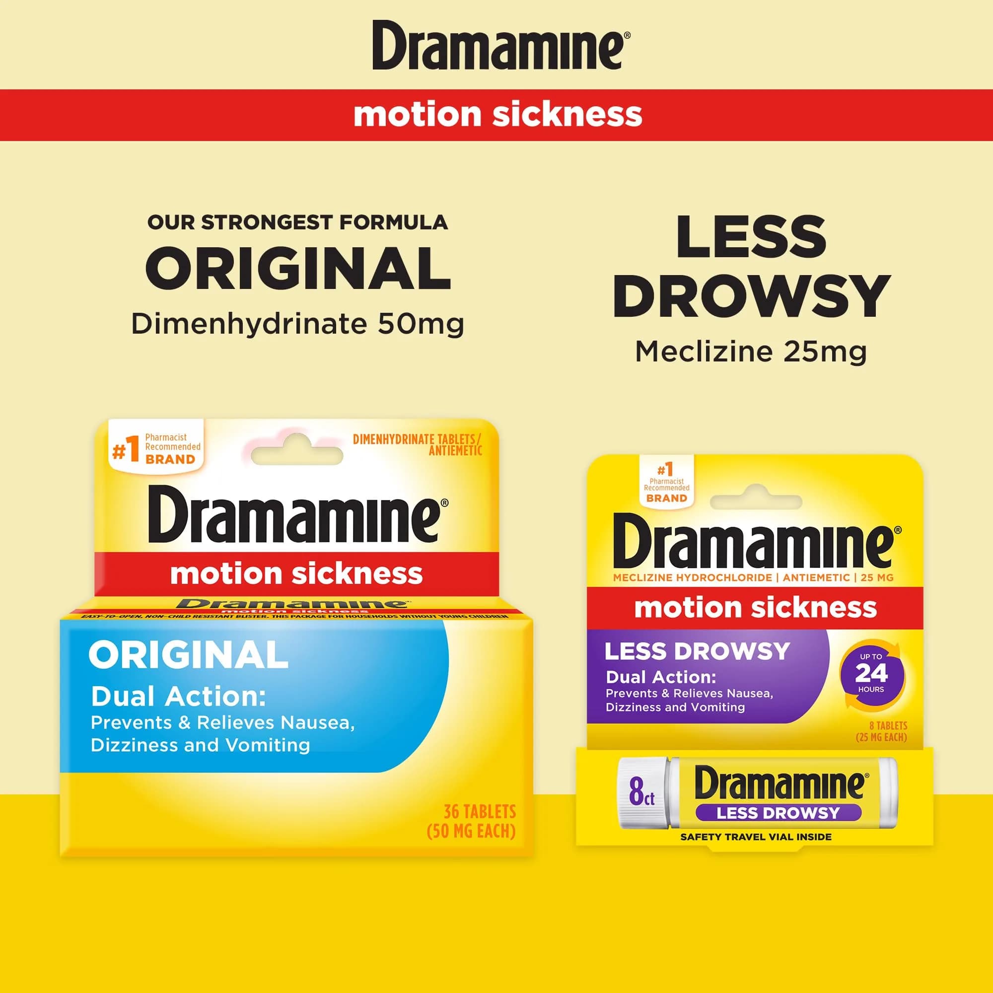 Dramamine Less Drowsy Motion Sickness Relief Tablets 8 Count | Prevents Nausea & Dizziness for 24 Hours - view 4