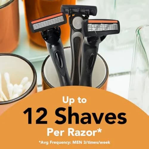 BIC Flex 4 Mens Refillable 4-Blade Razor | Sensitive Skin, Up to 48 Shaves, Black/Green thumbnail 2