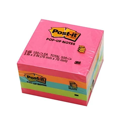 Post-it Pop-up Notes, 3" x 3", Assorted Colors, 5 Pads | Accordion-Style Notes for Easy Grab thumbnail 1