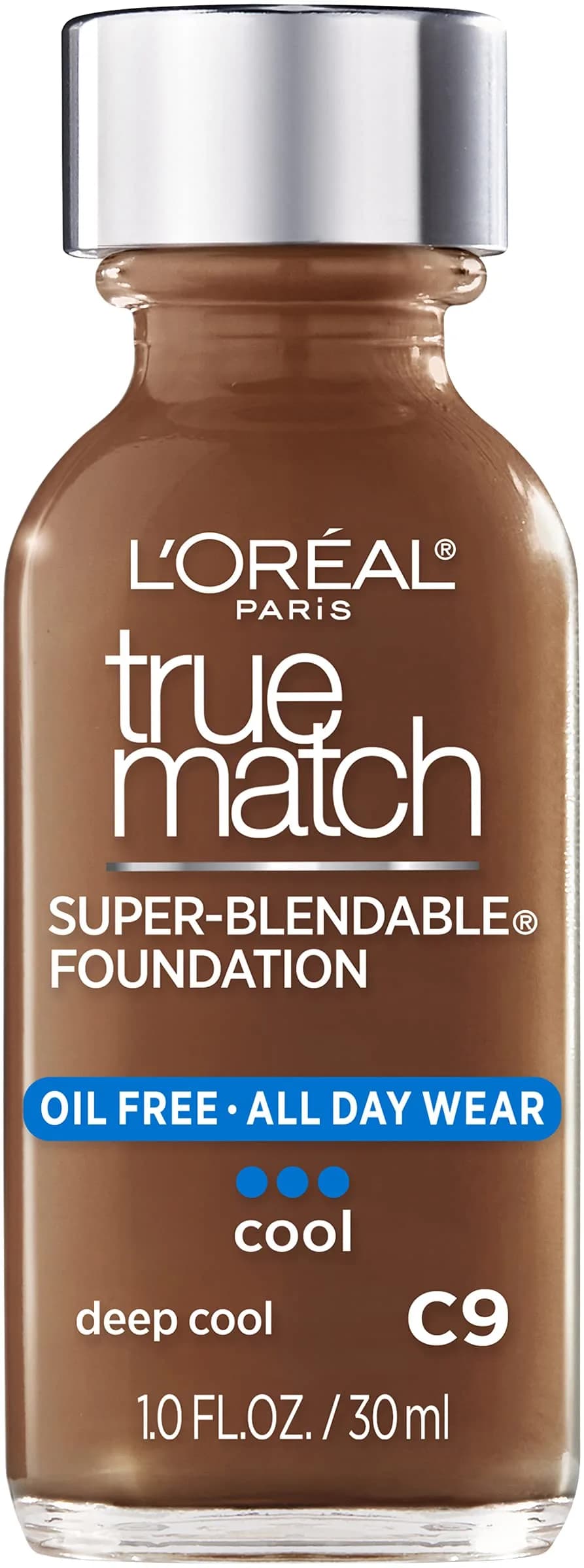 L'Oreal Paris True Match Super-Blendable Liquid Foundation C9 Deep Cool 30ml | Natural Finish with SPF 19 — C9 DEEP COOL