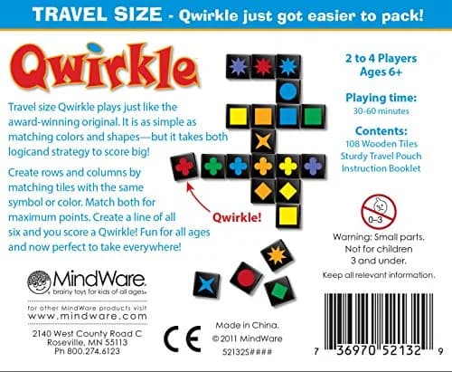 MindWare Travel Qwirkle Strategy Tile Board Game for 2-4 Players | Portable Family Strategy Game in Travel Pouch thumbnail 9