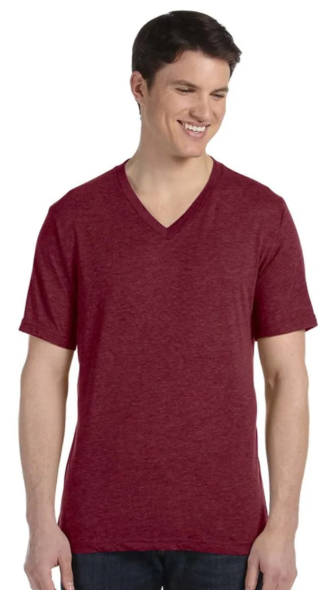 Bella + Canvas Unisex Triblend Short-Sleeve V-Neck T-Shirt S Navy Triblend | Casual Fit, 50/25/25 Poly Cotton Rayon, Short Sleeve - main product image