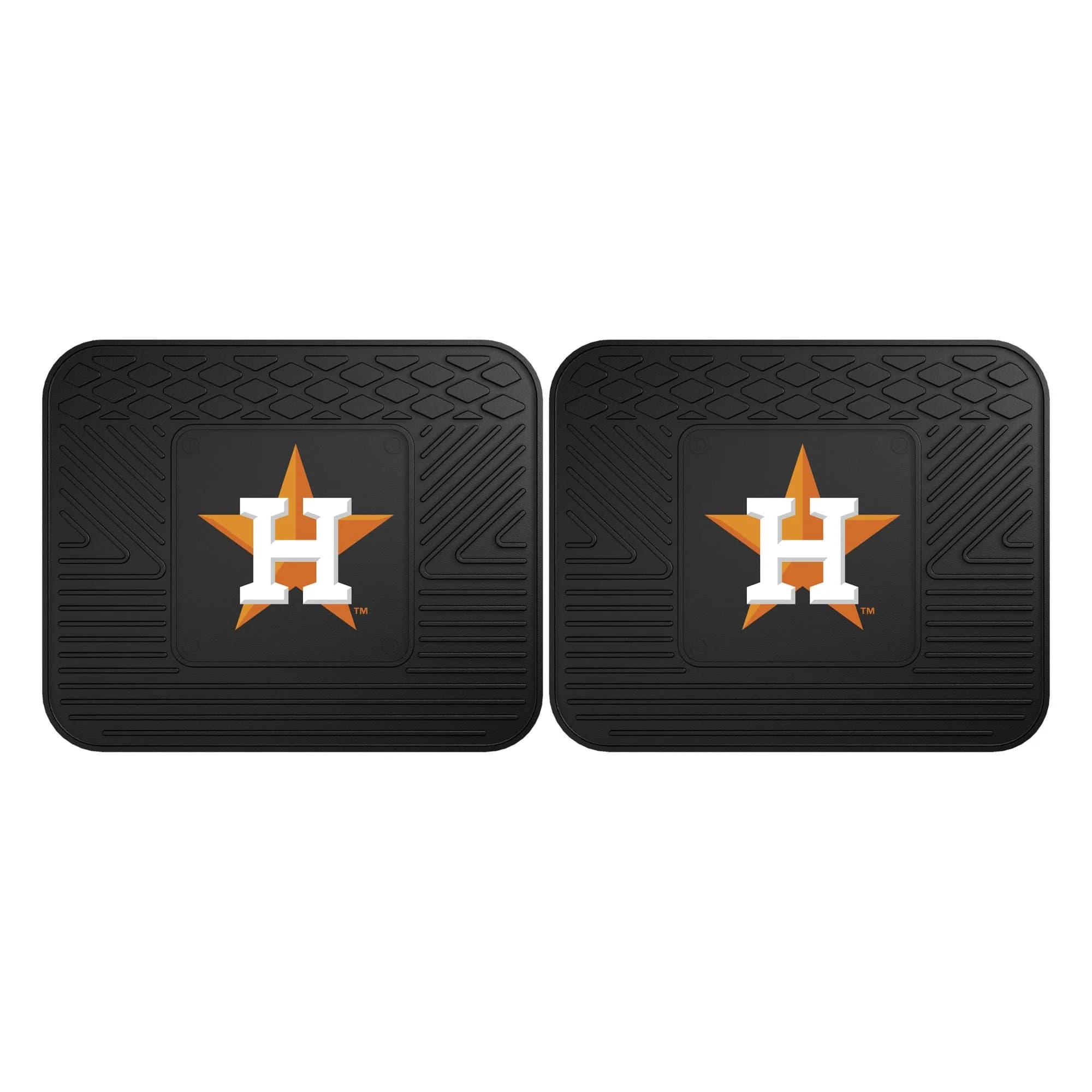 FANMATS MLB Houston Astros Back Row Utility Car Mats 14in. x 17in. | All Weather, Deep Resevoir, Molded Logo — Black