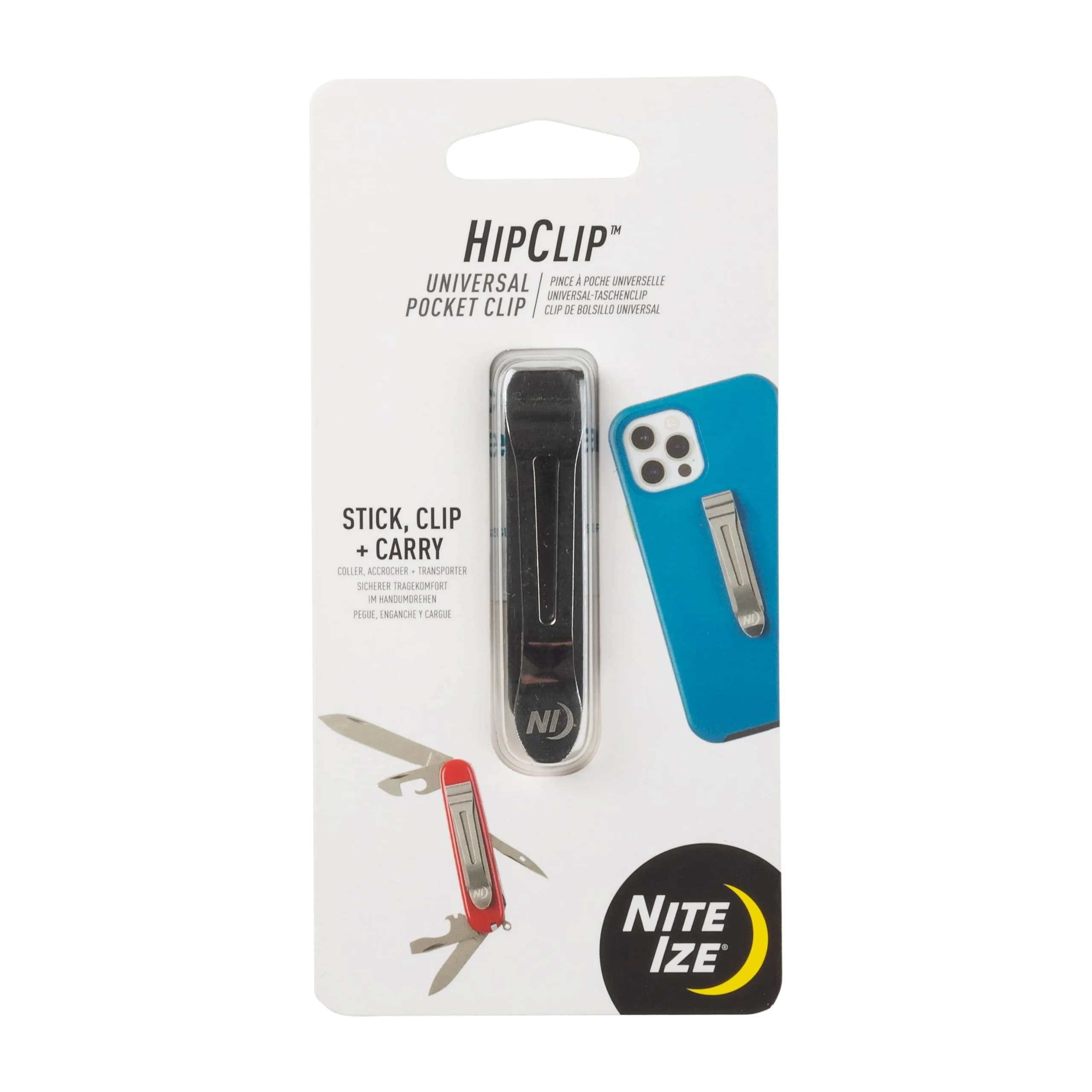 Nite Ize HipClip Mountable Clip for Phones, Silver | Attaches to Pockets, Waistbands, and Bags - main product image