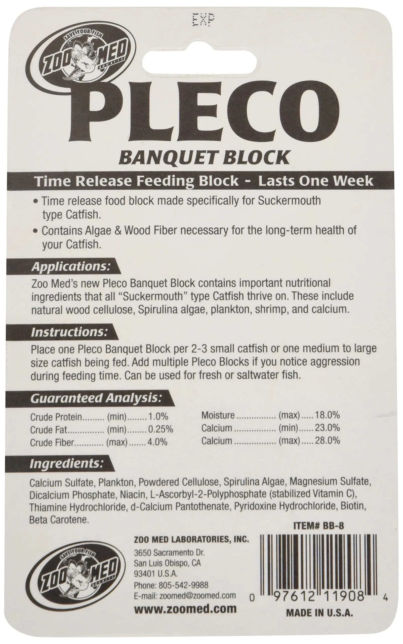 Zoo Med Pleco Banquet Block 0.45 oz (12.8g) | Vacation Feeder for Catfish & Bottom Feeders - view 2