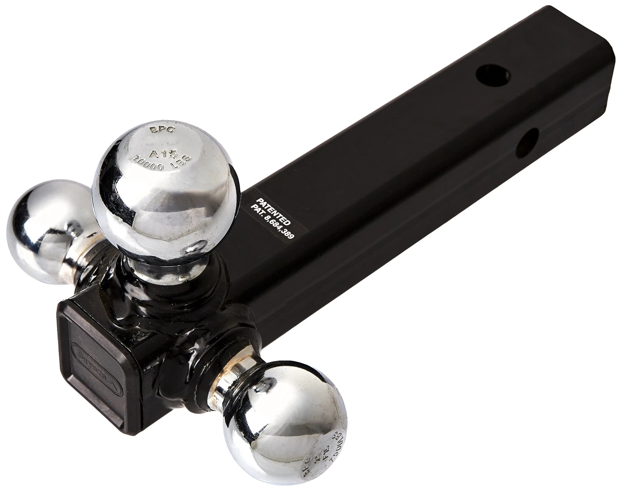 Buyers Products Tri-Ball Hitch 1802207 Tubular Shank Chrome Welded 2" Receiver | Versatile Towing Solution — Chrome