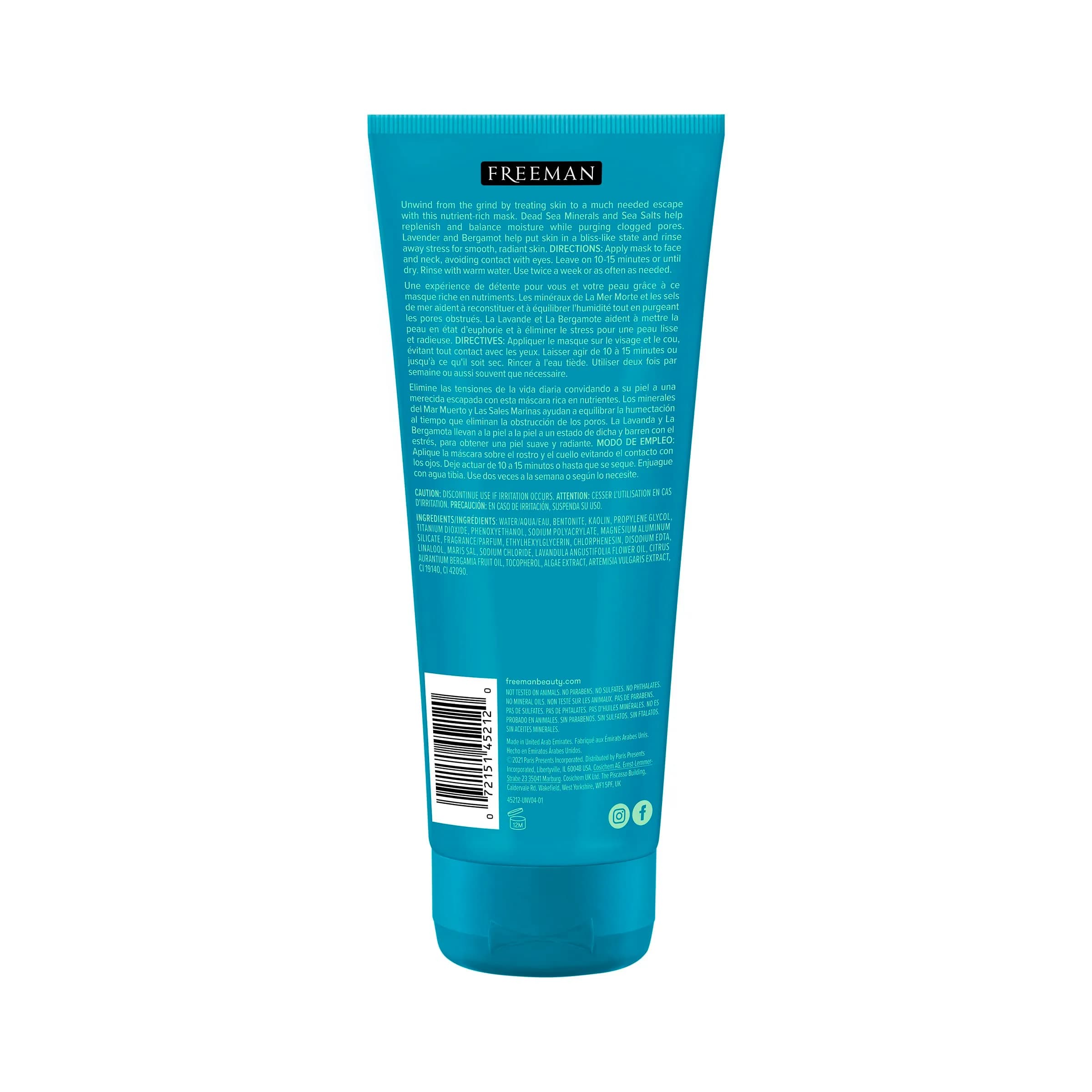 Freeman Anti-Stress Clay Mask with Dead Sea Minerals, Lavender & Sea Salt 175ml (6 fl. oz.) | Balances & Calms Skin - view 7