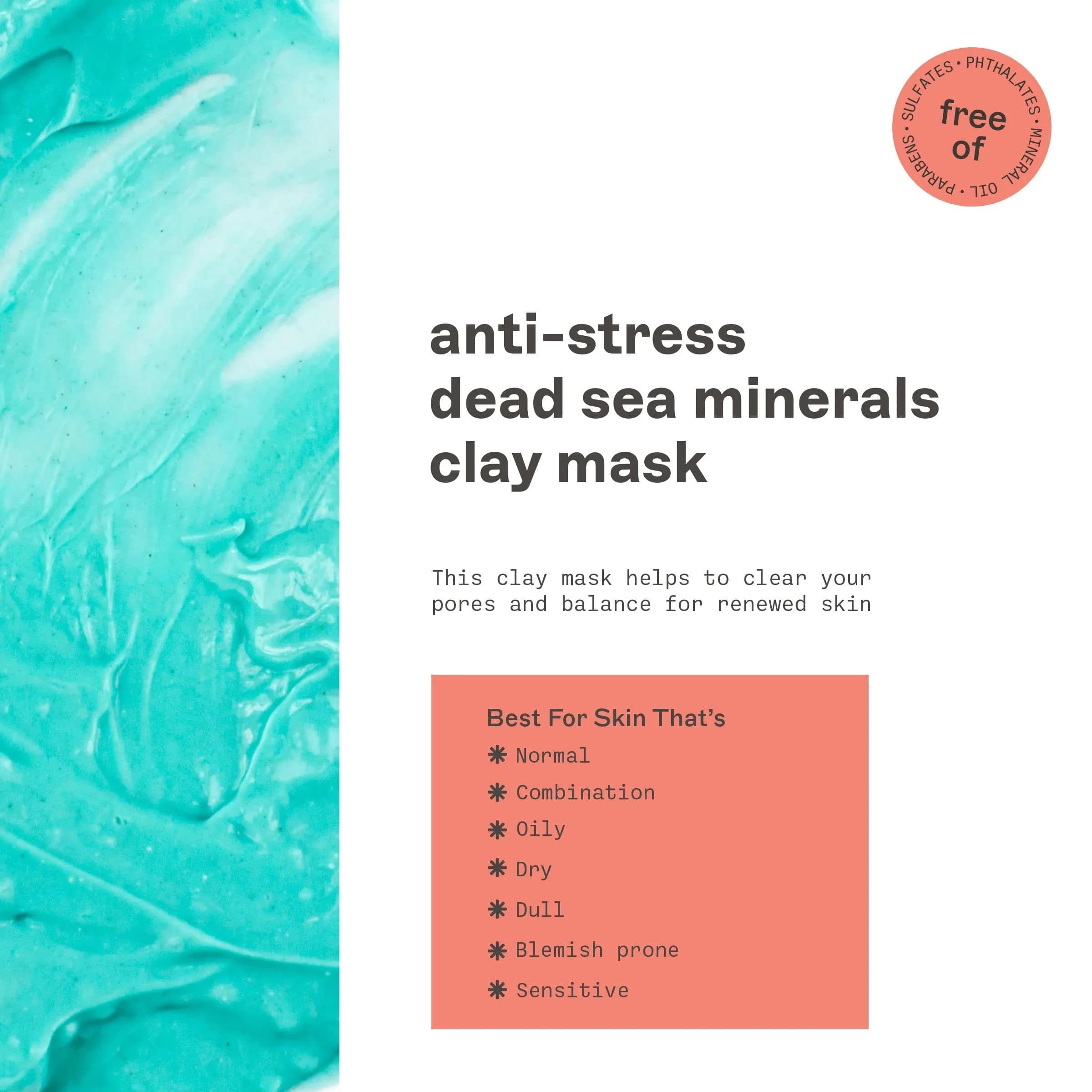 Freeman Anti-Stress Clay Mask with Dead Sea Minerals, Lavender & Sea Salt 175ml (6 fl. oz.) | Balances & Calms Skin - view 2