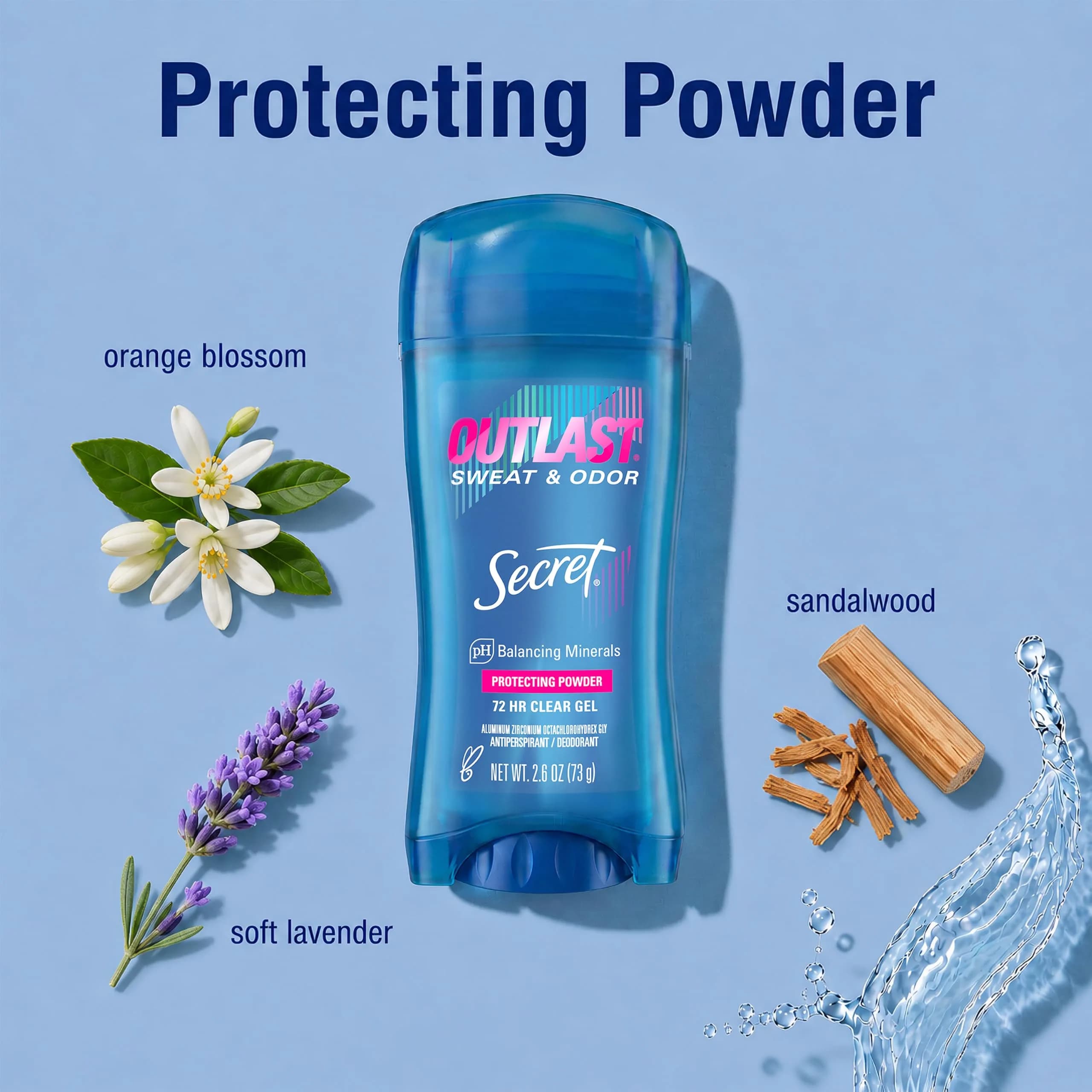 Secret Outlast Antiperspirant Deodorant for Women, Clear Gel 72hr Protection, 79ml (2.6 oz) | PH Balancing Minerals - view 7