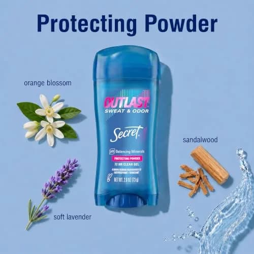 Secret Outlast Antiperspirant Deodorant for Women, Clear Gel 72hr Protection, 79ml (2.6 oz) | PH Balancing Minerals thumbnail 7