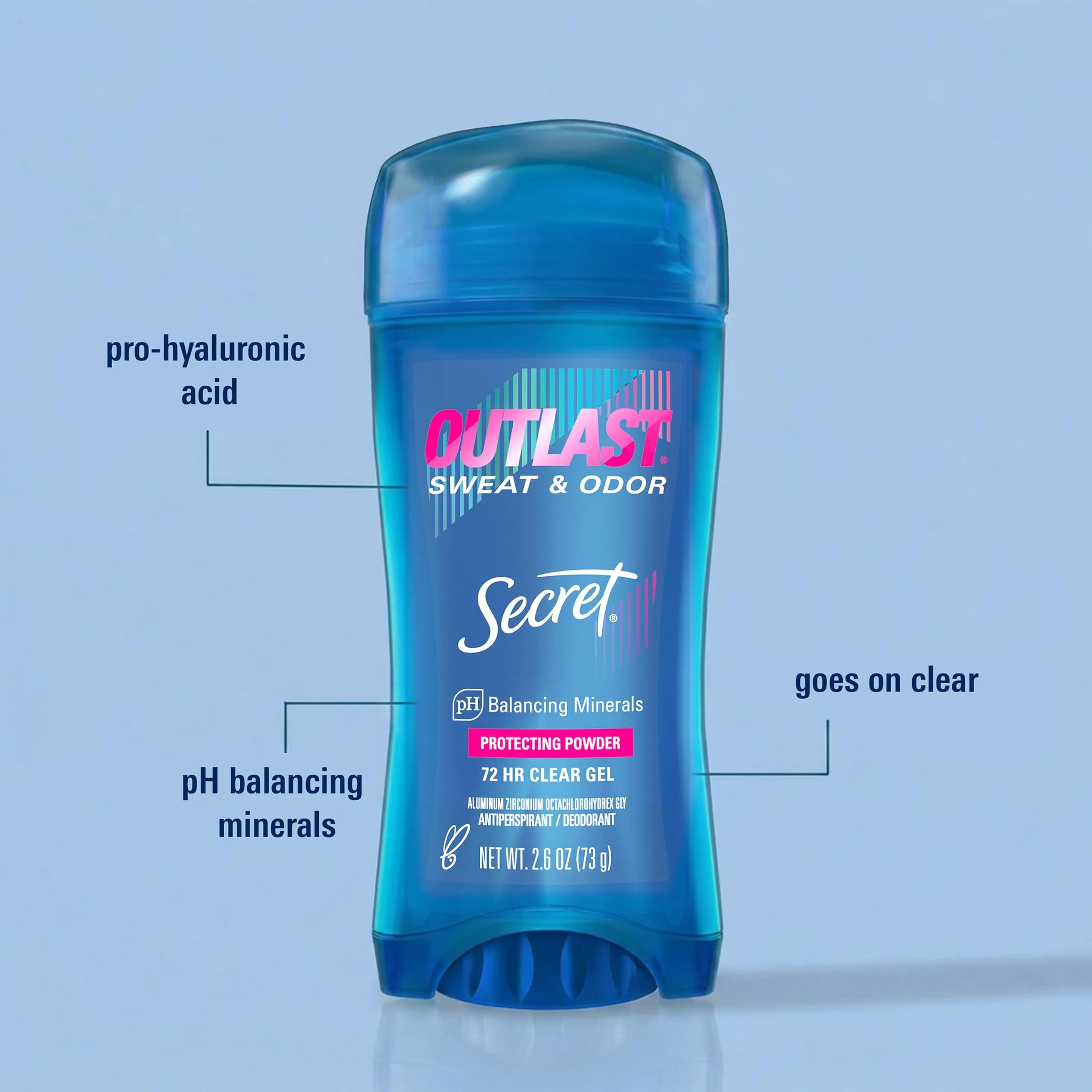 Secret Outlast Antiperspirant Deodorant for Women, Clear Gel 72hr Protection, 79ml (2.6 oz) | PH Balancing Minerals - view 2