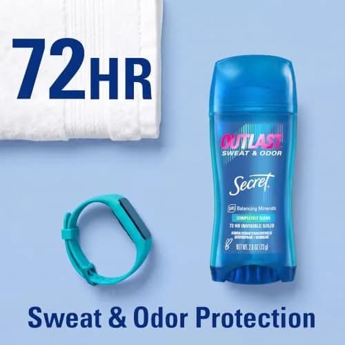 Secret Outlast Antiperspirant Deodorant for Women, 72hr Sweat & Odor Protection, Invisible Solid 77g (2.6 oz) | PH Balancing Minerals thumbnail 4