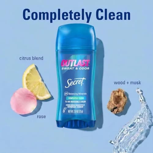Secret Outlast Antiperspirant Deodorant for Women, 72hr Sweat & Odor Protection, Invisible Solid 77g (2.6 oz) | PH Balancing Minerals thumbnail 7