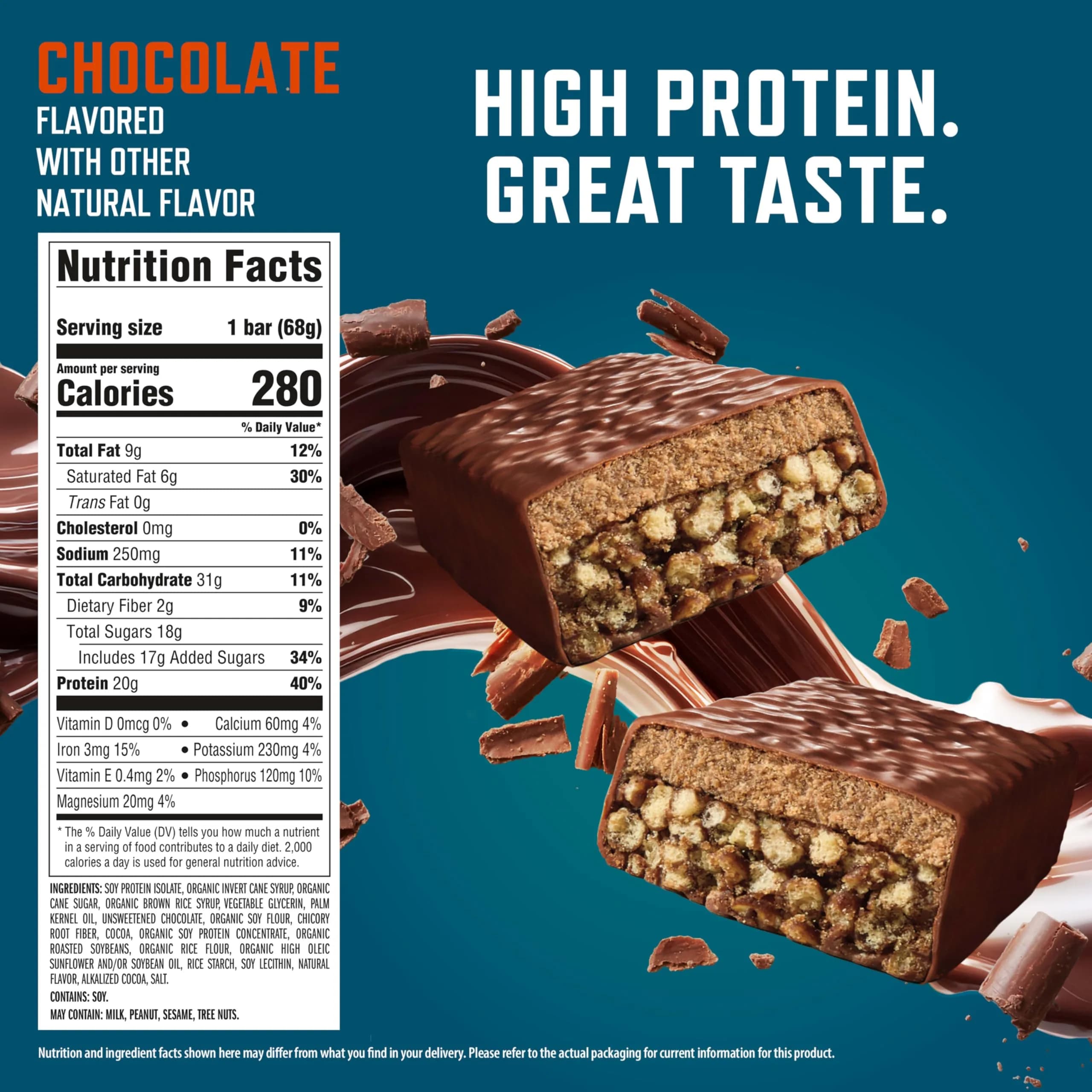 CLIF BUILDERS Protein Bars Chocolate Flavor 2.4 oz (68 g) | 20g Plant Based Protein Post-Workout - view 2