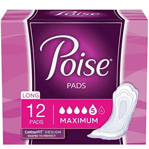 Poise Maximum Absorbency Incontinence Pads Long 12 Count | 3X Drier Than Period Pads thumbnail 1