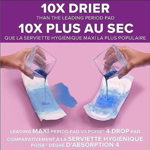 Poise Maximum Absorbency Incontinence Pads Long 12 Count | 3X Drier Than Period Pads thumbnail 5