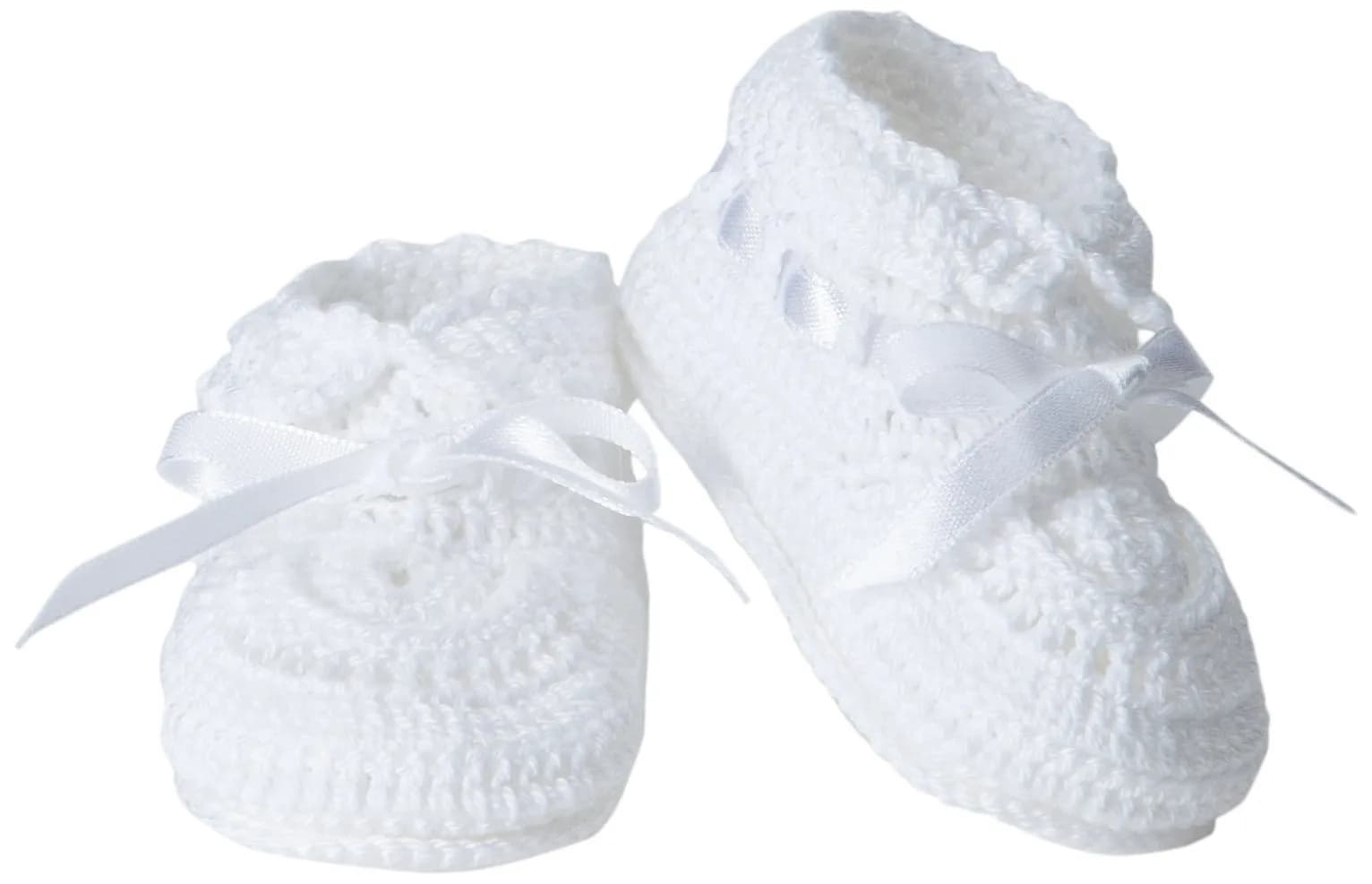Jefferies Socks Baby Girls' Hand Crochet Bootie, White, Newborn | Soft Cotton & Gift Box