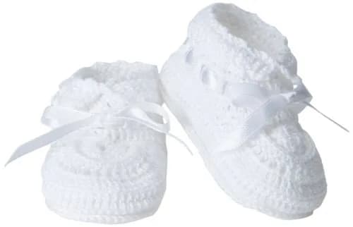 Jefferies Socks Baby Girls' Hand Crochet Bootie, White, Newborn | Soft Cotton & Gift Box thumbnail 1