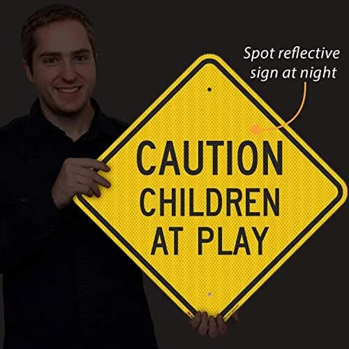 SmartSign Caution - Children At Play Sign 18" x 18" | 3M High Intensity Grade Reflective Aluminum thumbnail 2