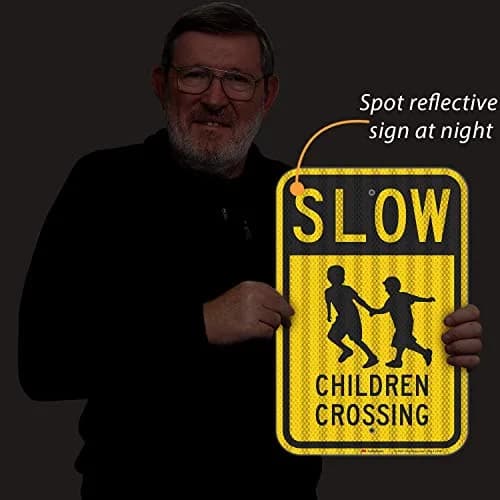 SmartSign Slow - Children Crossing Sign 12" x 18" (30cm x 45cm) | High Intensity Reflective Aluminum thumbnail 3