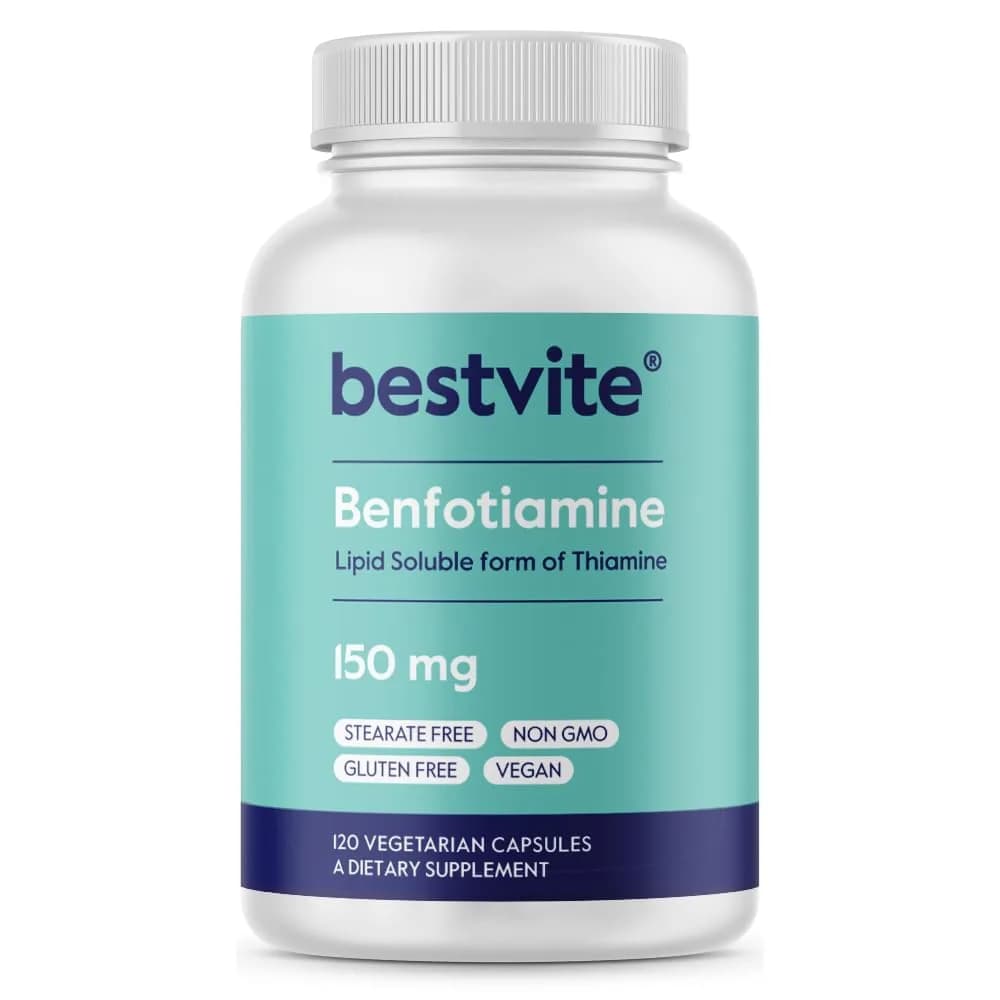 BESTVITE Benfotiamine 150mg Veg Caps | No Stearates, Vegan, 120 Count — Capsule