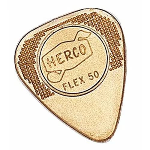 Jim Dunlop Herco Flex 50 Guitar Picks | Medium Nylon, Slip-Proof Grip (12 Pack, Gold) thumbnail 1