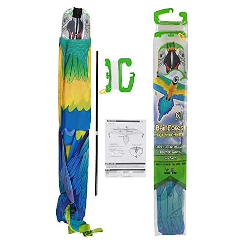WindNSun Rainforest Nylon Kite, Macaw, 60 Inches Wide | Durable Fiberglass & Ripstop Nylon thumbnail 5