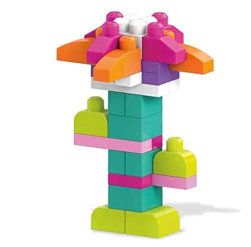 Mega Bloks First Builders Big Building Bag Toddler Toy Blocks Set, 80 Pieces, Pink | ASTM-Tested Educational Toy thumbnail 4