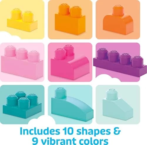 Mega Bloks First Builders Big Building Bag Toddler Toy Blocks Set, 80 Pieces, Pink | ASTM-Tested Educational Toy thumbnail 6