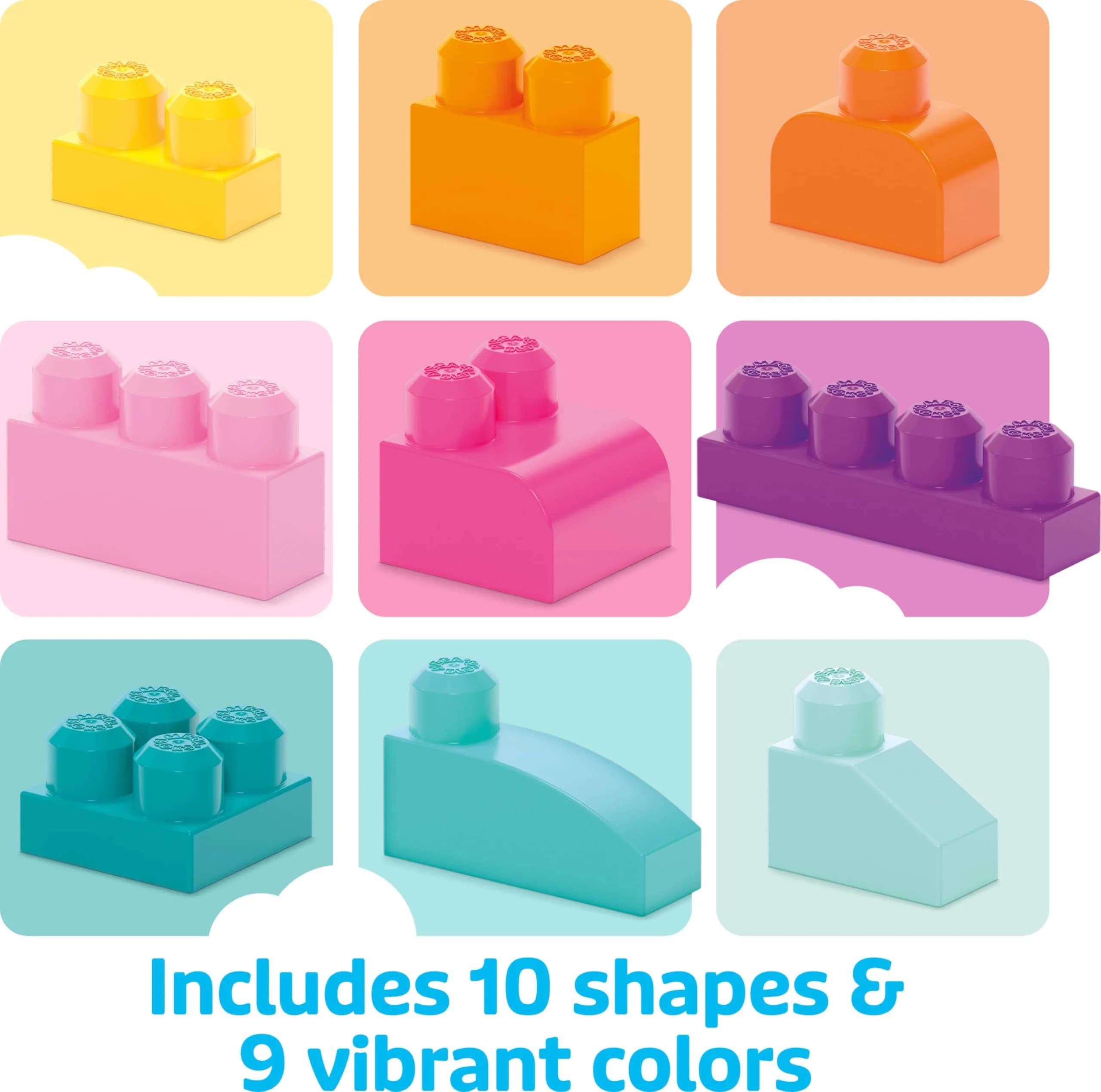 Mega Bloks First Builders Big Building Bag Toddler Toy Blocks Set, 80 Pieces, Pink | ASTM-Tested Educational Toy - view 6