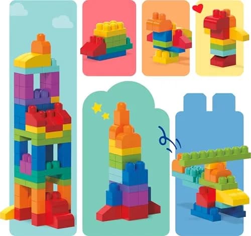 Mega Bloks First Builders Big Building Bag Toy Set, 80 Pieces, Blue | ASTM-Tested Non-Toxic Building Blocks thumbnail 5