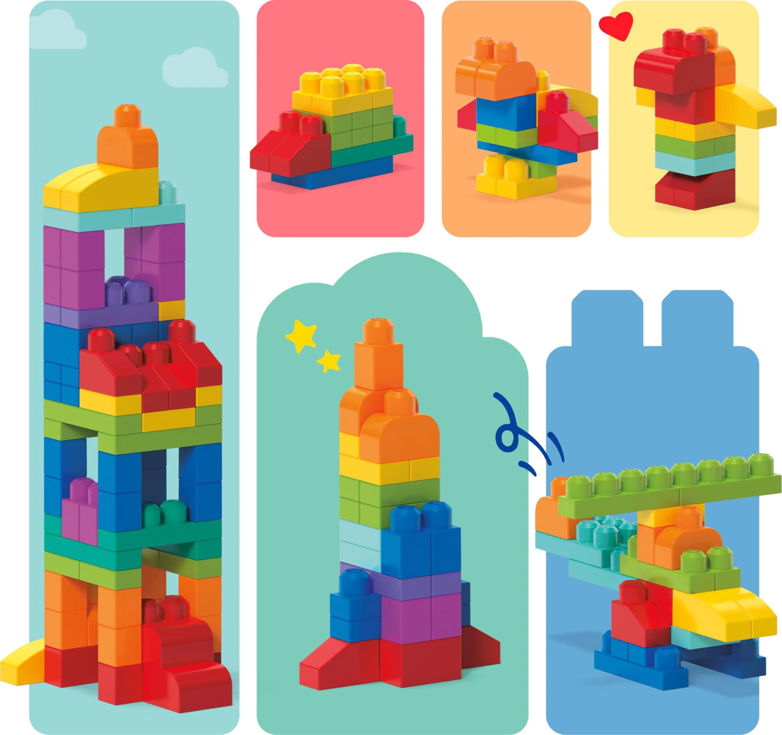 Mega Bloks First Builders Big Building Bag Toy Set, 80 Pieces, Blue | ASTM-Tested Non-Toxic Building Blocks - view 5