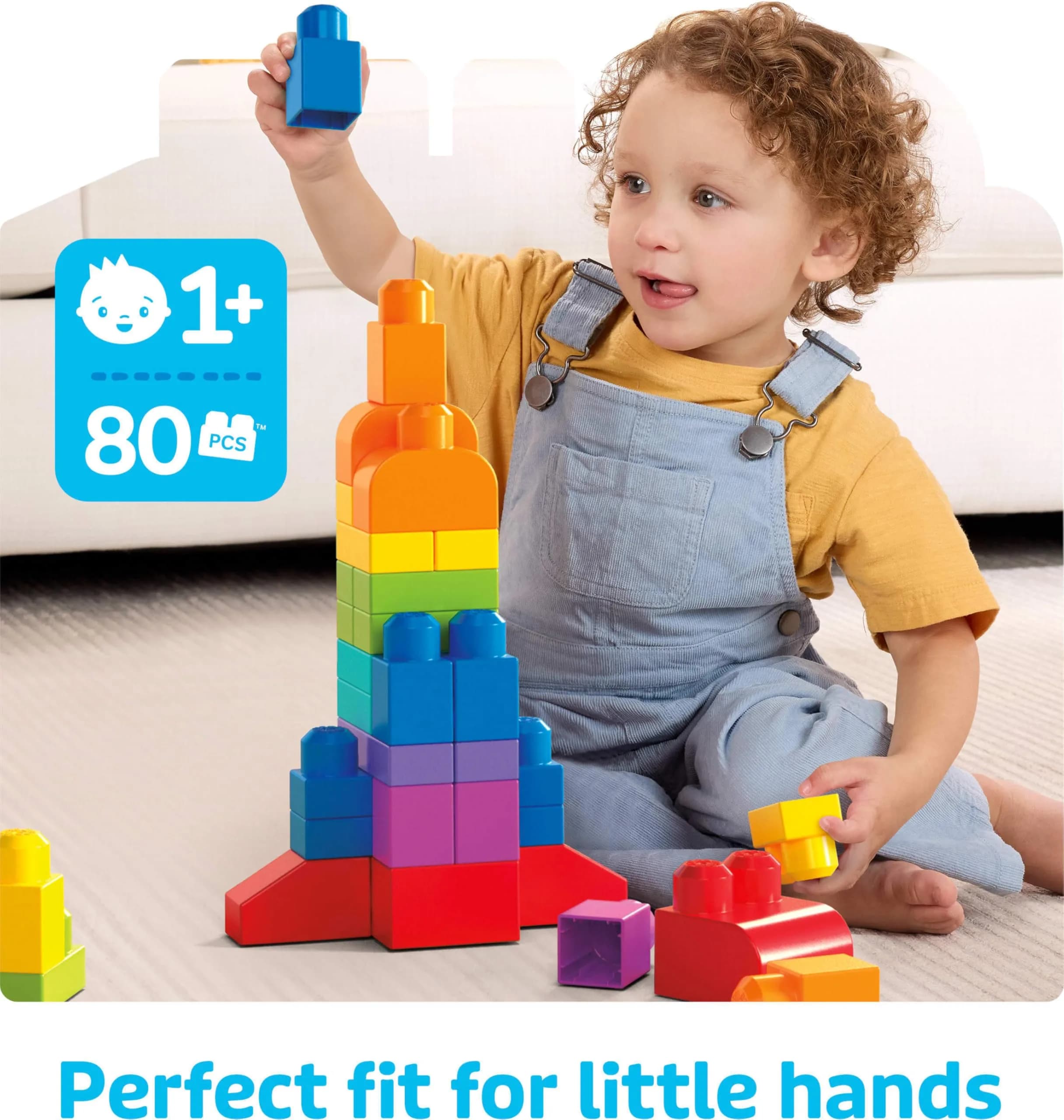 Mega Bloks First Builders Big Building Bag Toy Set, 80 Pieces, Blue | ASTM-Tested Non-Toxic Building Blocks - view 2