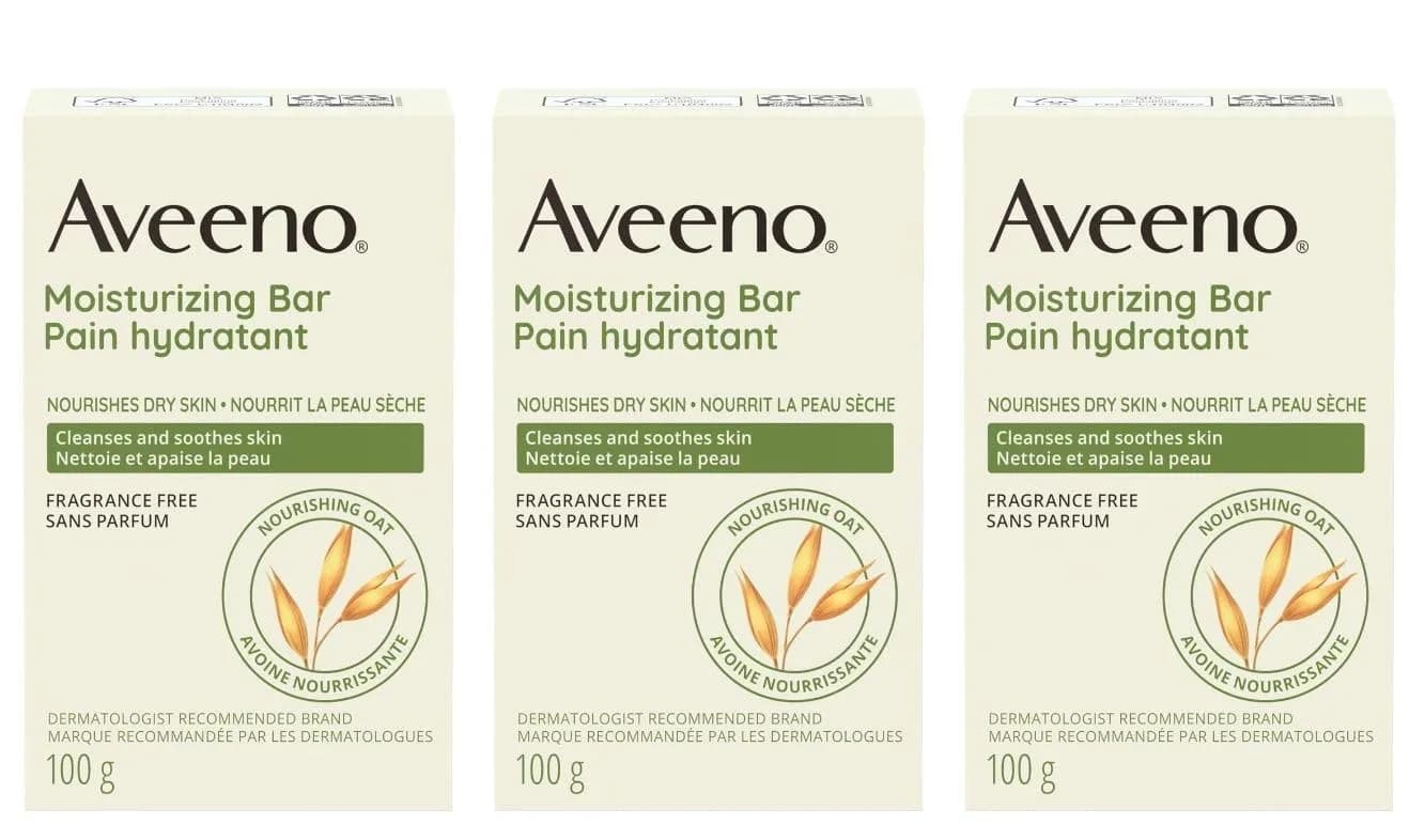Aveeno Moisturizing Bar for Dry Skin 3.5oz Pack of 3 | Gentle, Fragrance-Free