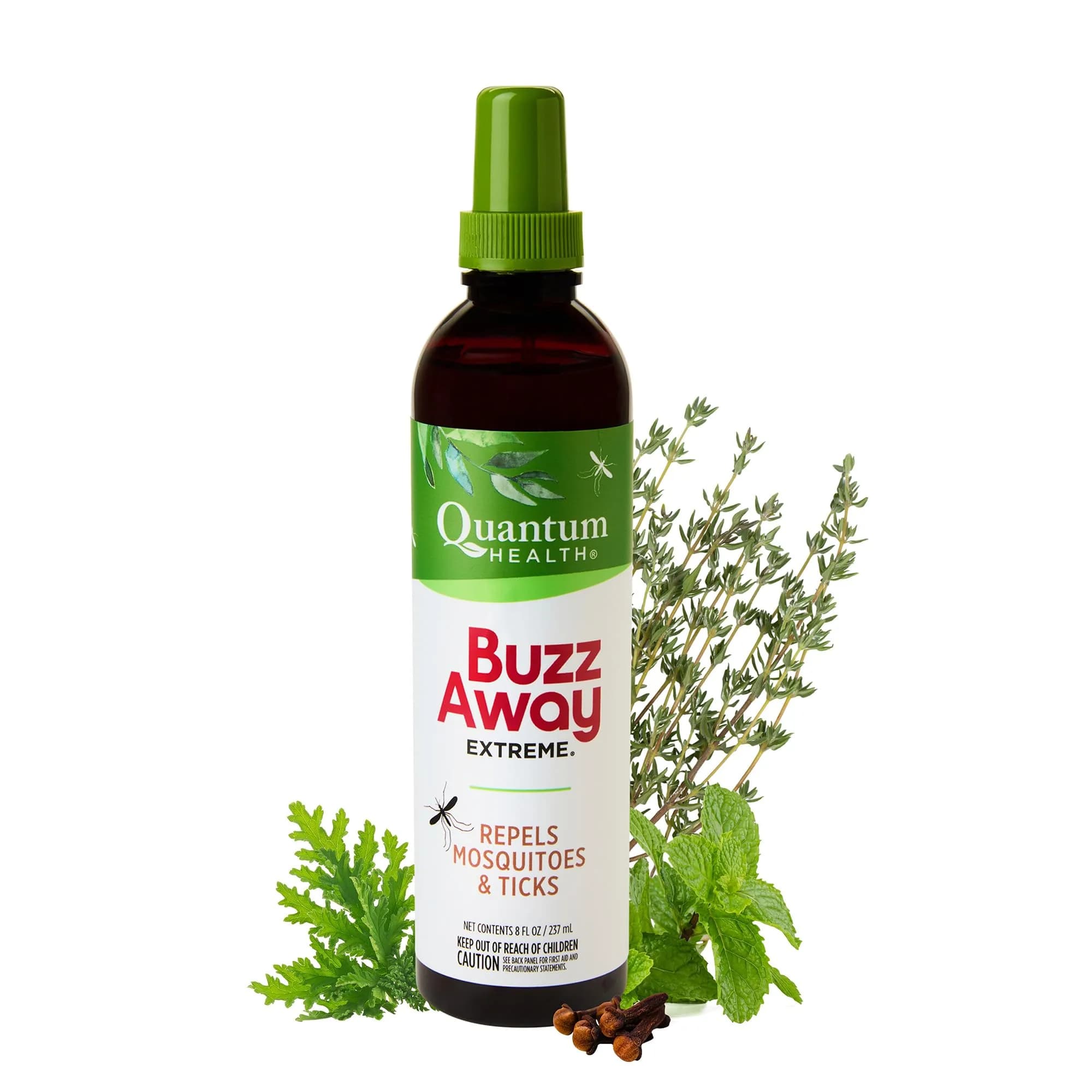 Quantum Buzz Away Extreme Mosquito & Tick DEET-Free Repellent 8 oz | Plant-Based, Citronella Scented, Kid & Family Friendly