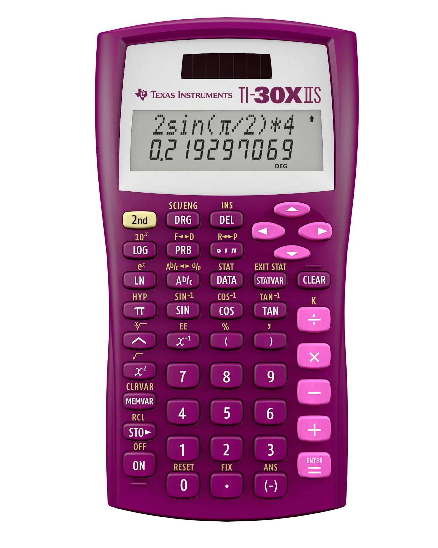 Texas Instruments TI-30XIIS Scientific Calculator, Raspberry, 1 Pack | 2-Line Display, Solar & Battery Powered - main product image