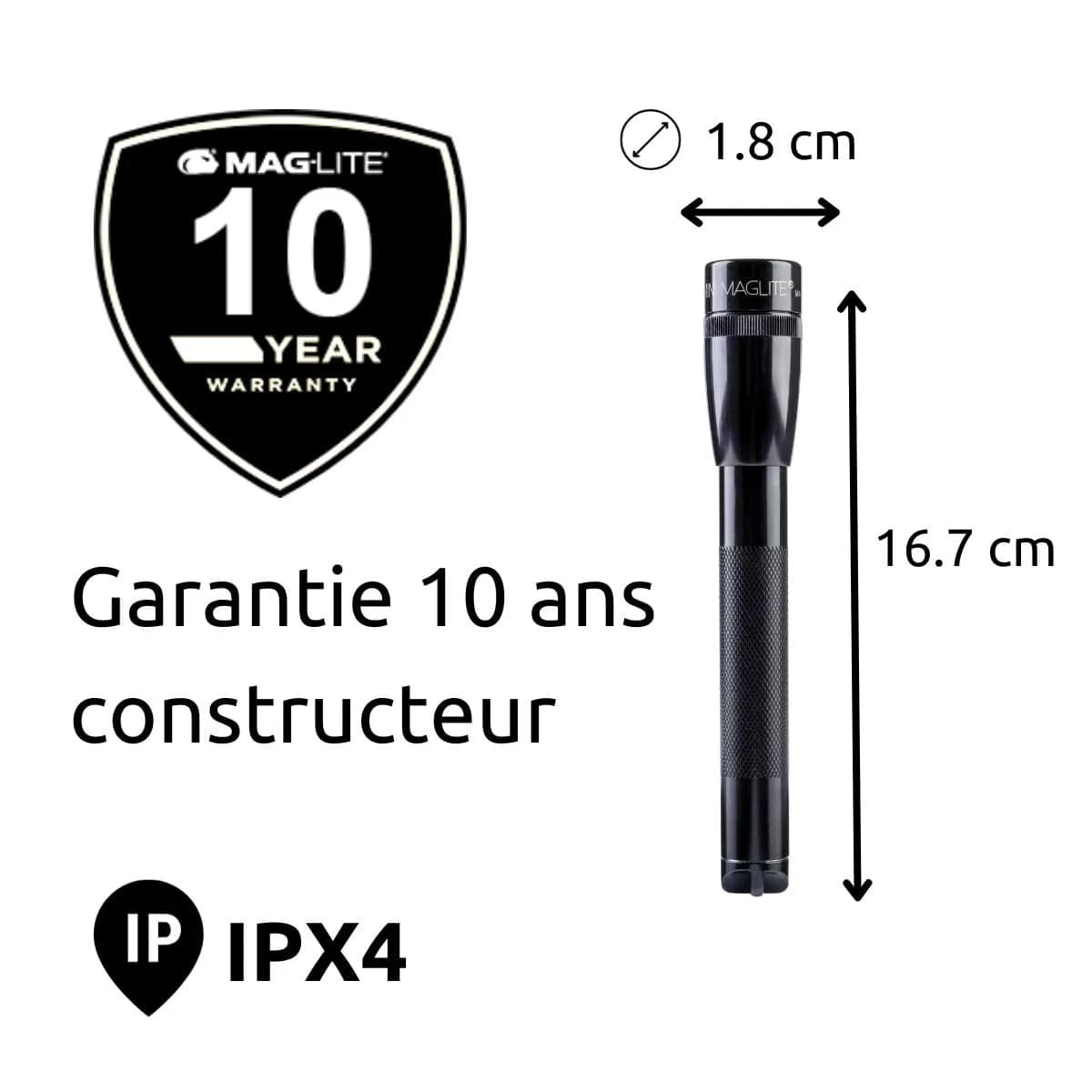 Maglite Mini PRO+ LED 2-Cell AA Flashlight with Holster, Black | 351 Lumens, 167.8mm (6.6 inches) - view 7