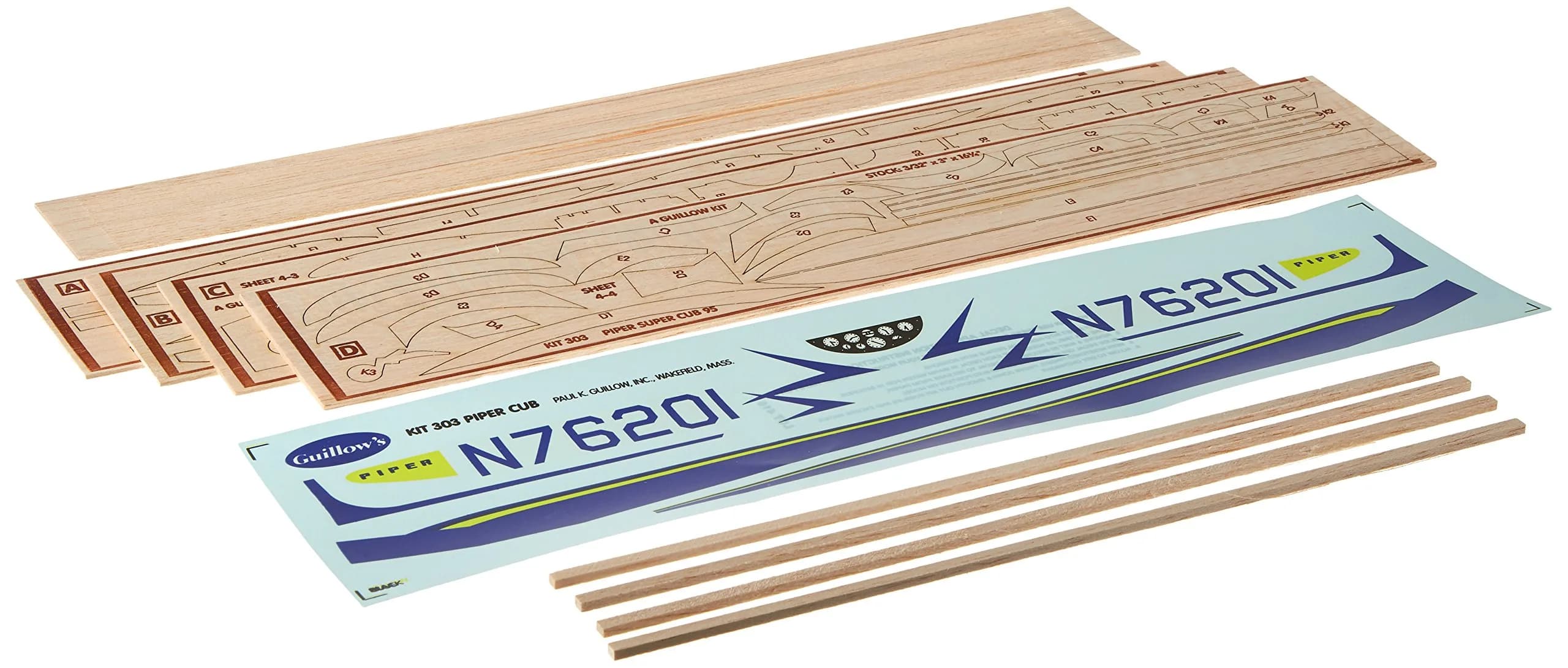Guillow's Piper Super Cub 95 Laser Cut Model Kit Blue, Small | 61cm Wingspan, Rubber Power Motor Included - view 2