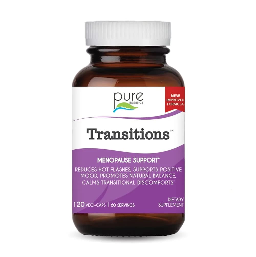 Pure Essence Labs Transitions Vitamins for Women 120 Capsules | Menopause Relief & Hormone Balance — Capsule