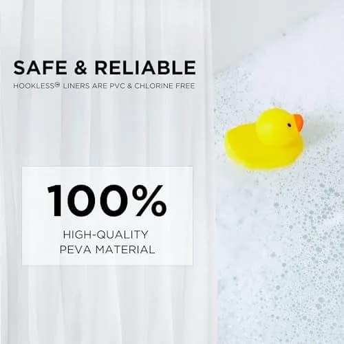 Hookless It’s A Snap! PEVA Shower Curtain Liner 54" x 70" | Water-Repellant, Easy Install, Frost White thumbnail 6