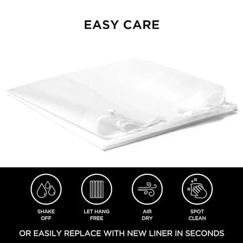 Hookless It’s A Snap! PEVA Shower Curtain Liner 54" x 70" | Water-Repellant, Easy Install, Frost White thumbnail 4