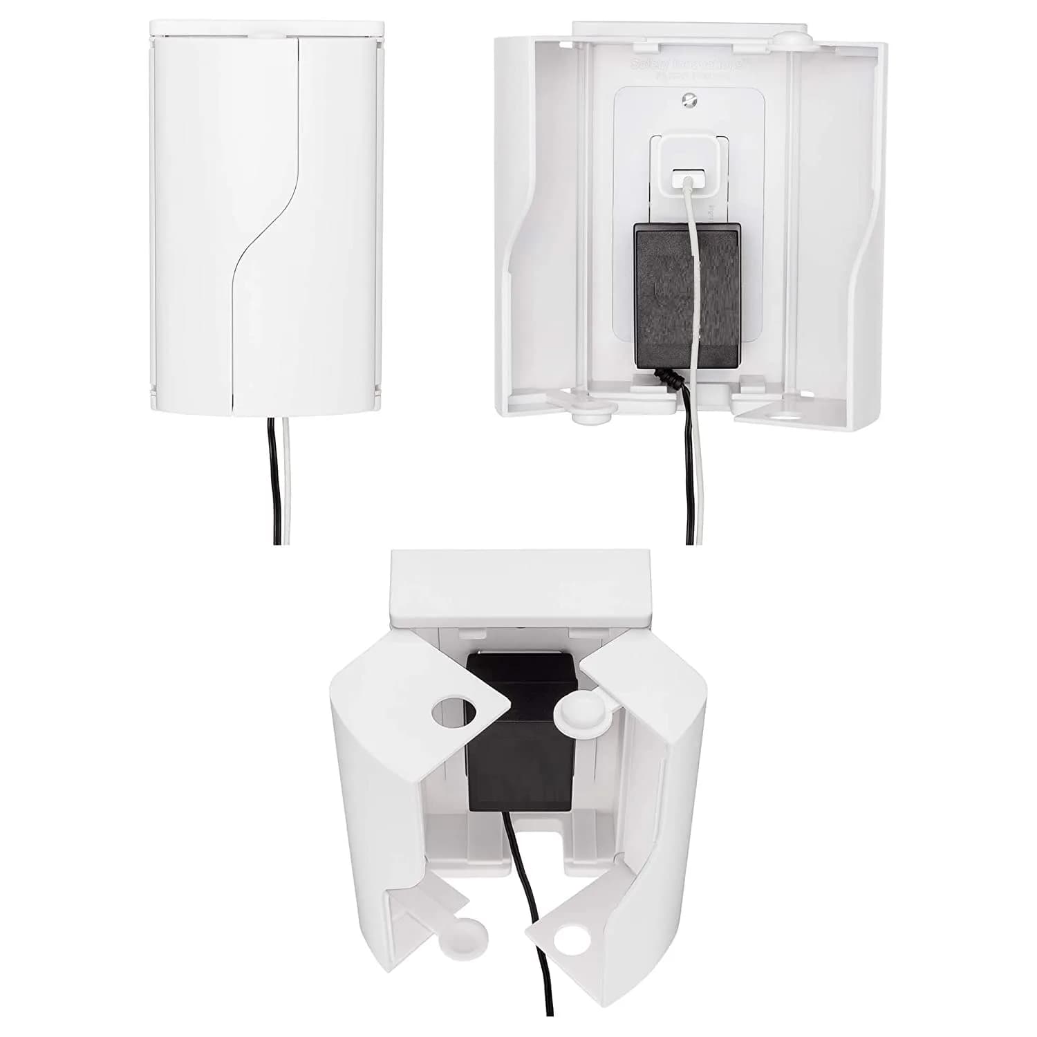 Safety Innovations Twin Door Baby Safety Outlet Cover Box for Outlets | Extra Large Interior Space, Childproof Design, Easy Install