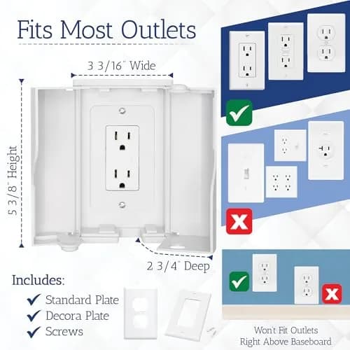 Safety Innovations Twin Door Baby Safety Outlet Cover Box for Outlets | Extra Large Interior Space, Childproof Design, Easy Install thumbnail 4
